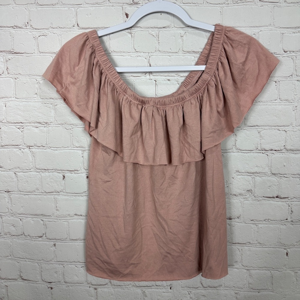 Ivy + Main juniors girls off shoulder pink blouse‎ shirt top, sz S, GUC